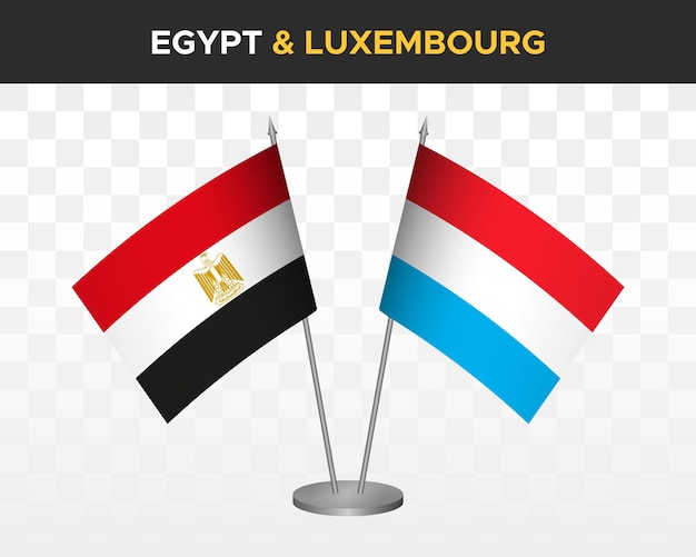 ベクトル エジプト対ルクセンブルク デスク フラグ モックアップ分離 3 d ベクトル イラスト エジプト テーブル フラグ