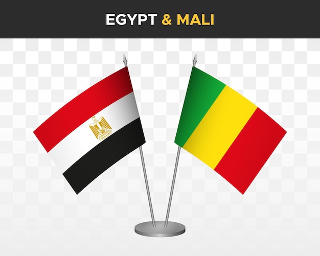 Egypt vs mali desk flags mockup isolated 3d vector illustration egyptian table flags