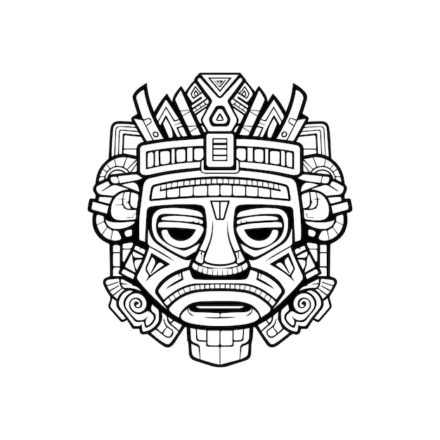 Egypte Azteekse zwart-wit illustraties