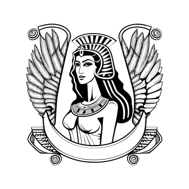 Vector egypte cleopatra logo illustratie vorstelijk en tijdloos