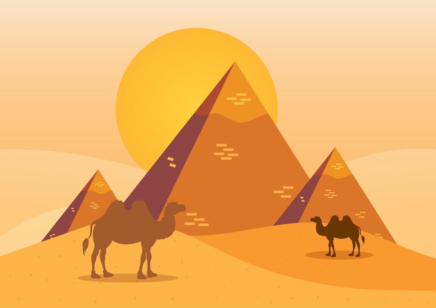 Egypte Piramides Flat Design Vector