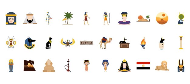 Egypte Platte Icon Set