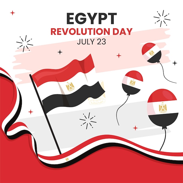 Egypte Revolutie Dag Sociale Media Achtergrond Illustratie Platte Cartoon Hand Getekende Sjablonen