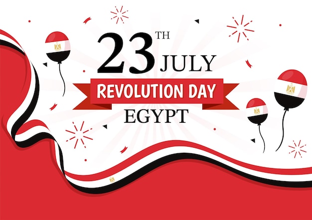 Vector egypte revolutie dag vectorillustratie op 23 juli met zwaaiende vlag achtergrond in nationale feestdag