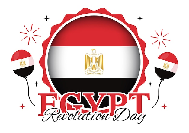 Egypte revolutie dag vectorillustratie op 23 juli met zwaaiende vlag achtergrond in nationale feestdag