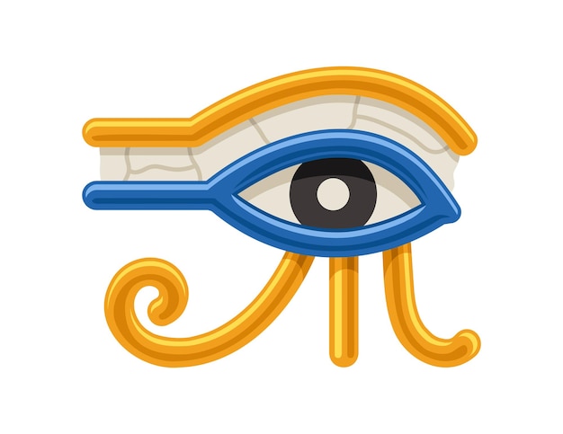 Vector egypte symbool concept oog van de egyptische god of godin afrikaanse cultuur en geschiedenis poster of het spandoek voor website cartoon platte vectorillustratie geïsoleerd op witte achtergrond