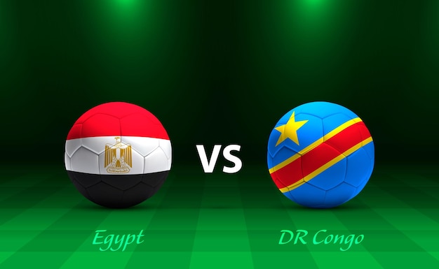 Egypte versus DR Congo voetbal scoreboard uitzending sjabloon voor Afrika 2023