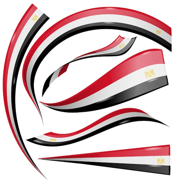 Egypte vlag set geïsoleerd op witte achtergrond