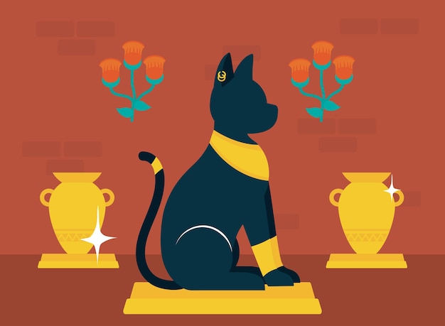 Egyptian cat illustration