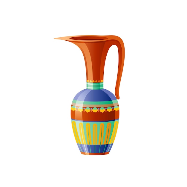 Vector egyptian clay amphora vase old geometric ornament decoration from ancient egypt art pottery