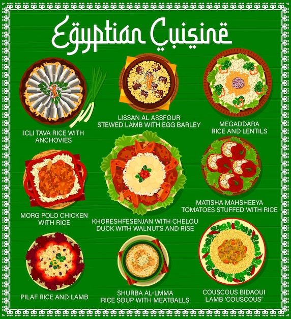 Egyptian cuisine menu food dishes and meals