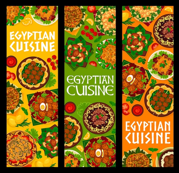 Vector egyptian cuisine restaurant meals vertical banners