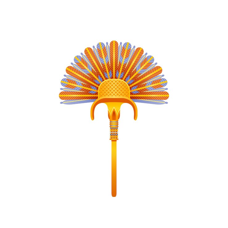 वेक्टर egyptian fan illustration pharaoh feather fan ancient art vector icon queen cleopatra artifact