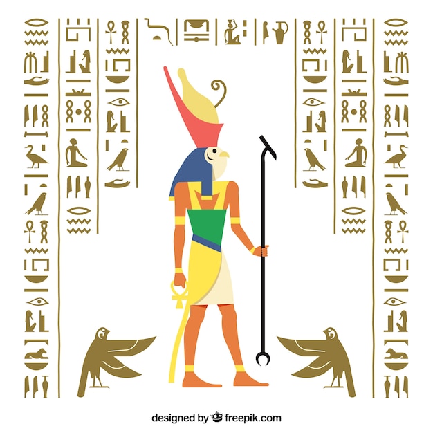 Vector egyptian hieroglyphics background with flat design