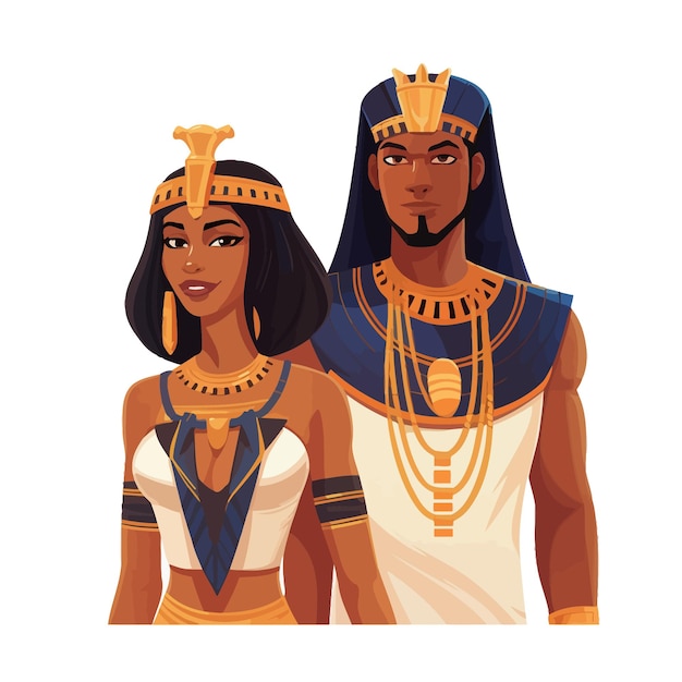 エジプト人男性と女性のキャラクター着用