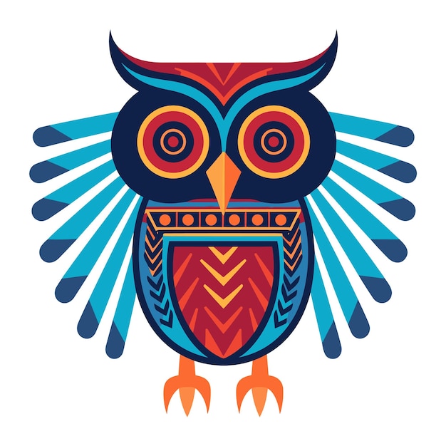 Egyptian owl with decorative elements vector illustration