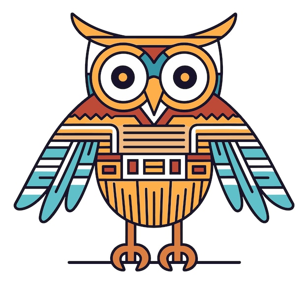 Egyptian owl with decorative elements vector illustration