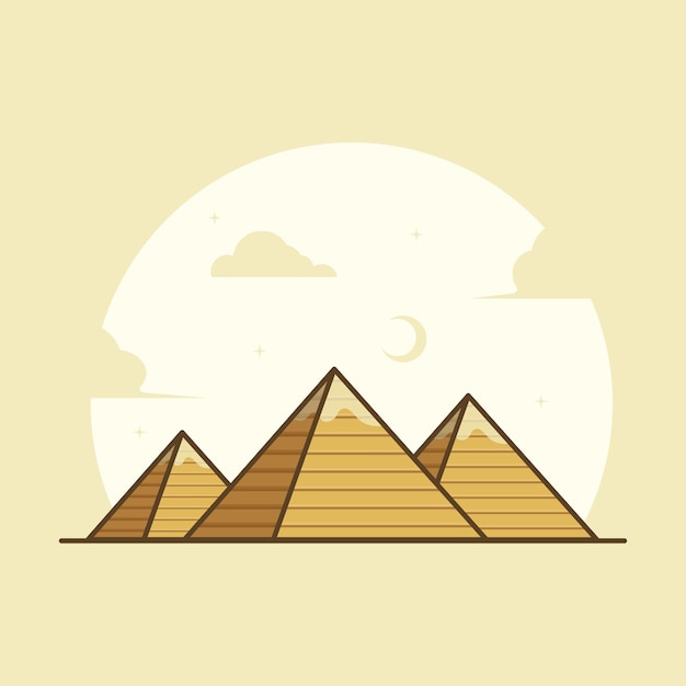 Egyptian pyramid flat illustration cartoon icon