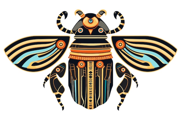 Vettore scarabeo egiziano con elementi decorativi illustrazione vettoriale