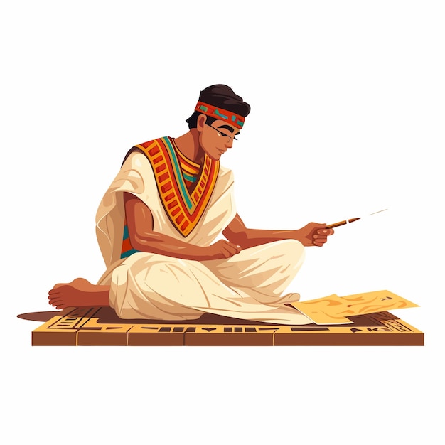 Vector egyptian_scribe_sitting_on_the_floor_and_writing