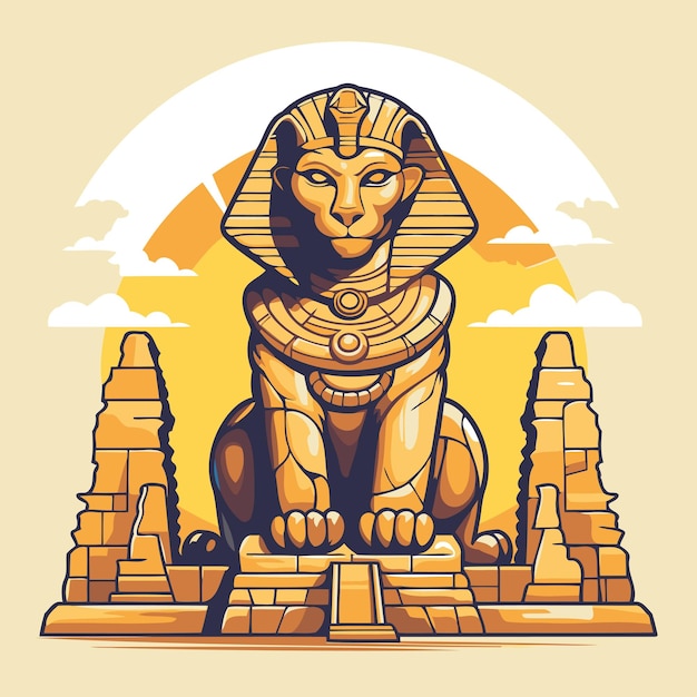 Egyptian Sphinx Vector illustration in retro style for your design