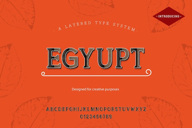 Egyptisch lettertype. voor etiketten en verschillende letterontwerpen