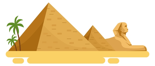 Vector egyptisch oud grafpictogram cartoon historische piramide