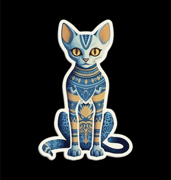 Egyptische kat sticker kunst clipart ontwerp kat tekening