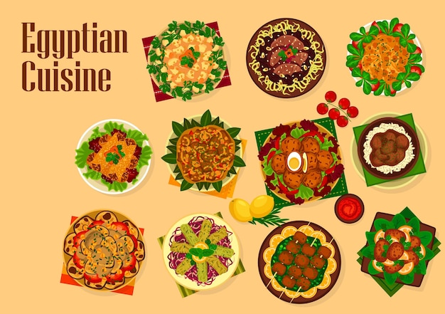 Egyptische keuken vlees en plantaardig voedsel