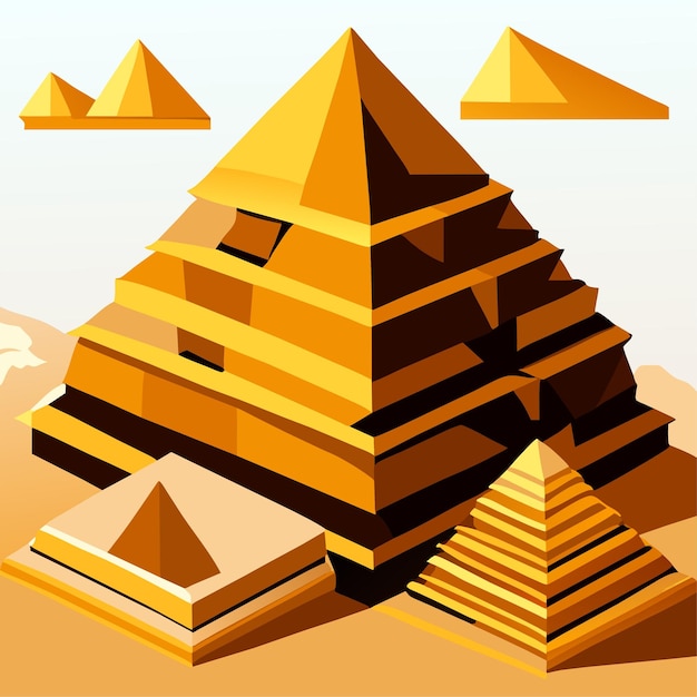 Vector egyptische piramide uit gouden zandblokken cartoon vector illustratie