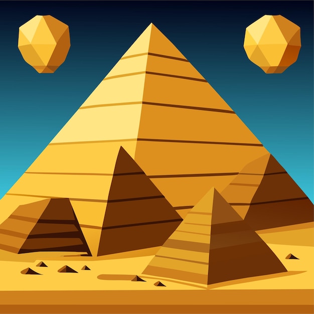 Vector egyptische piramide uit gouden zandblokken cartoon vector illustratie