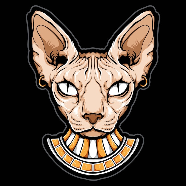 Vector egyptische sphynx kattenkop