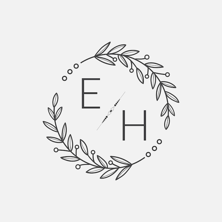 Vector eh aanvankelijk monogram bruiloft met creatieve cirkellijn