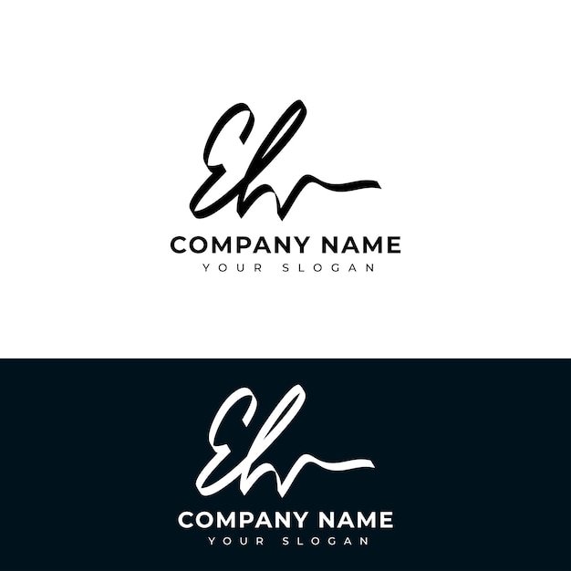 Eh Initial signature logo vector design