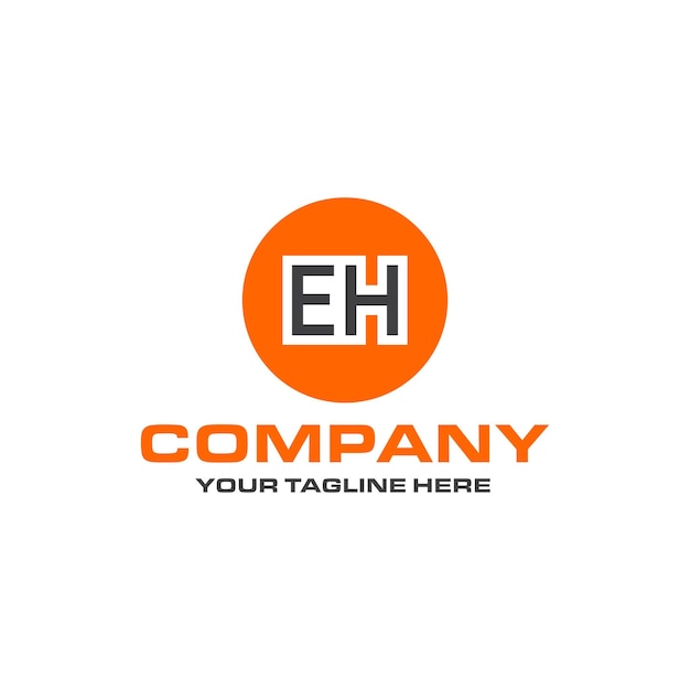 EH letter rounded shape logo design