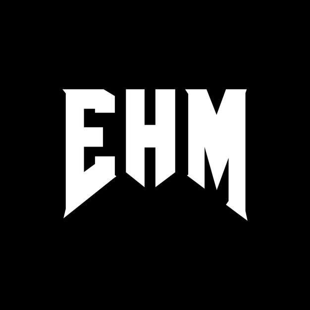 EHM letter logo design for technology company EHM logo design black and white color combination EHM logo EHM vector EHM design EHM icon EHM alphabet EHM typography logo design