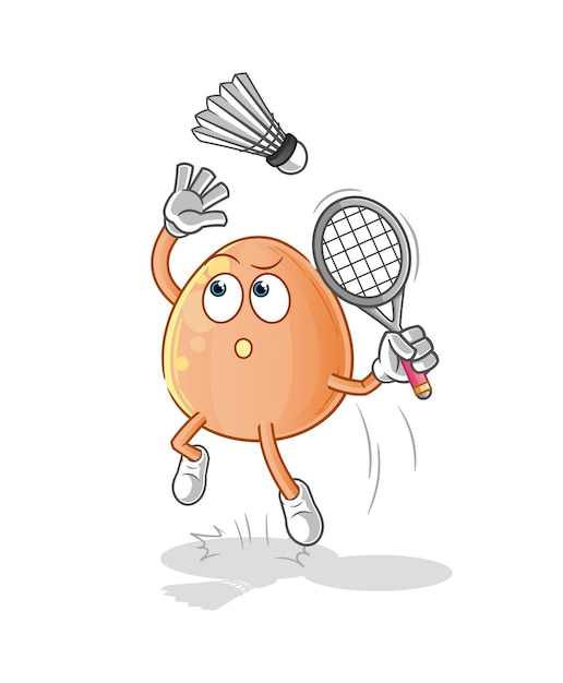 Ei smash bij badminton cartoon cartoon mascotte vector