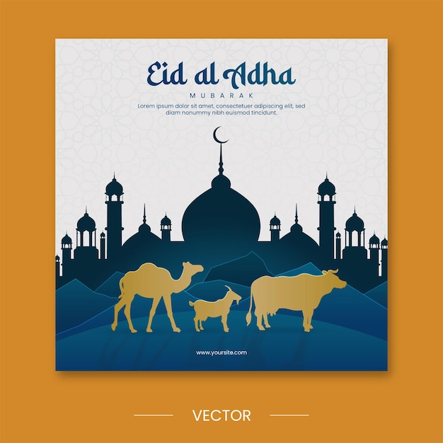 Eid Adha Mubarak Instagram 게시물 템플릿 프리미엄 벡터 v1