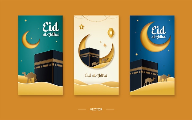 Eid Adha Mubarak Instagram verhaal sjabloon Vector