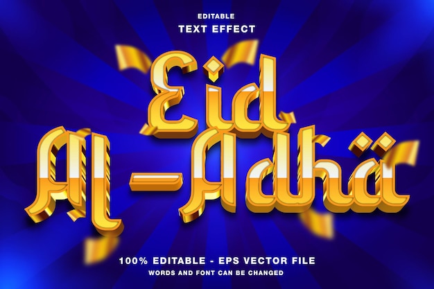 Vector eid al adha 3d-stijl bewerkbaar teksteffect