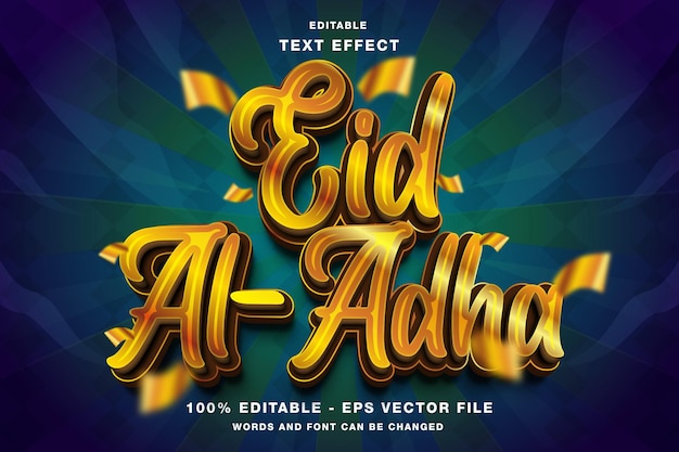 Vector eid al adha 3d style editable text effect