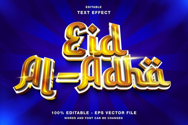 Vector eid al adha 3d style editable text effect