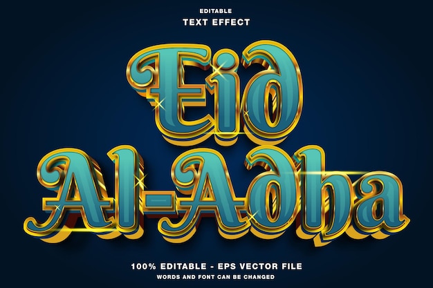 Eid al adha 3d 스타일 편집 가능한 텍스트 효과
