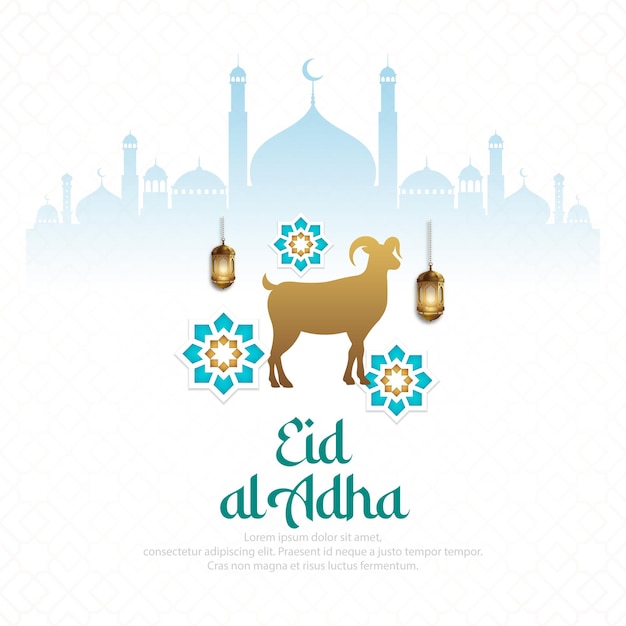 Vector eid al adha achtergrond met platte schapen illustratie