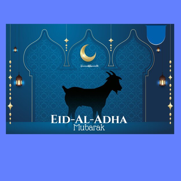 Vettore eid al adha sullo sfondo blu