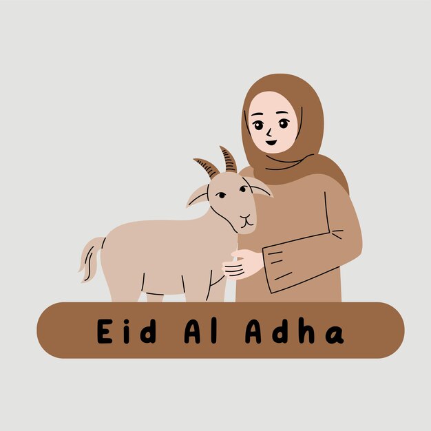 eid al adha cartoon character flat illustration