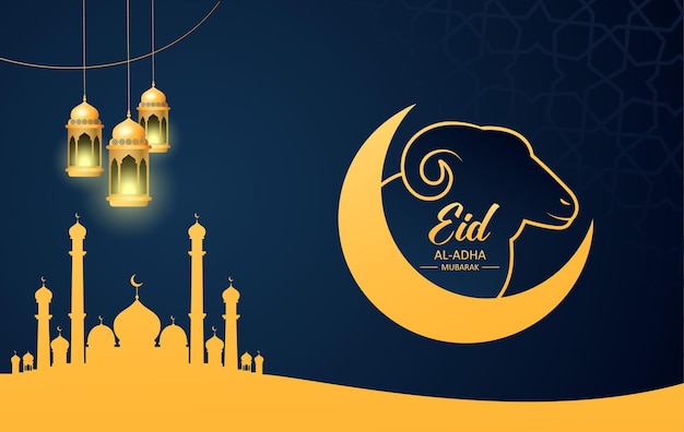 Eid al adha design background for greeting card poster and banner vector illustration