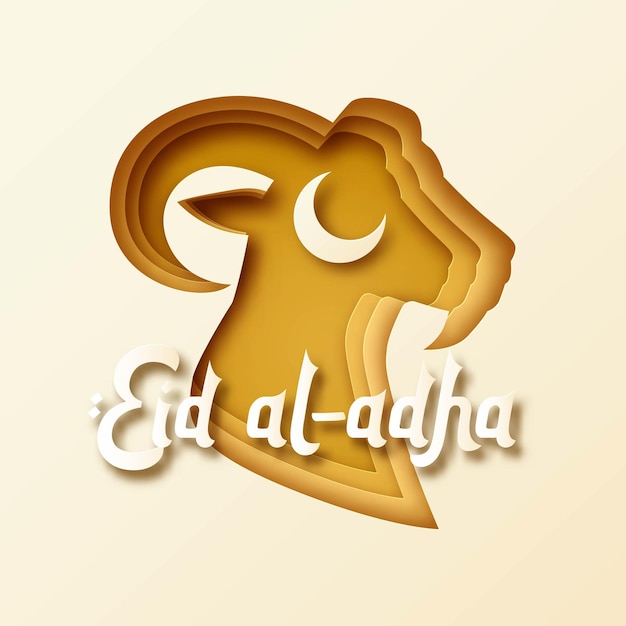 Фестиваль Ид аль-Адха Поздравительная открытка с жертвенными овцами и полумесяцем на фоне Ид Мубарак