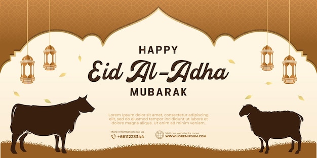 Vector eid al adha islamic banner background graphic design for the decoration of gift certific
