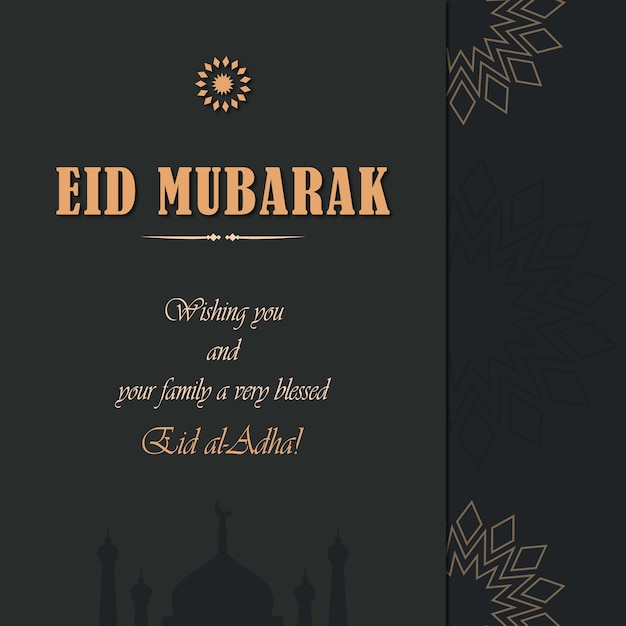 Vector eid al adha mubarak arabic background islamic card vector illustration fully editable